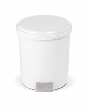 Poubelle a pedale 6l ronde plastique blanche