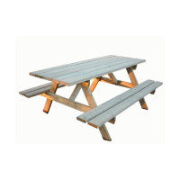 Table de pique-nique blanche en bois - Juracelle - Adulte