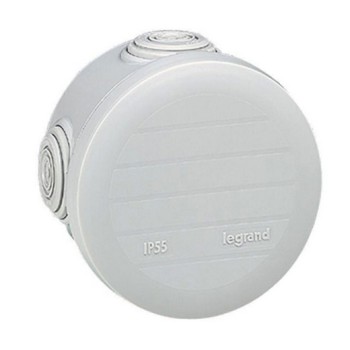 Boite dérivation ronde plexo D70 4 embouts - gris