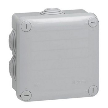 Boite dérivation carrées plexo 7 embouts 105x105x55 gris