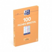 Paquet de 100 fiches bristol A4 5x5 non perforées assorties