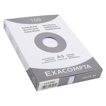 Paquet de 100 fiches Bristol A5 petits carreaux - blanc sous film