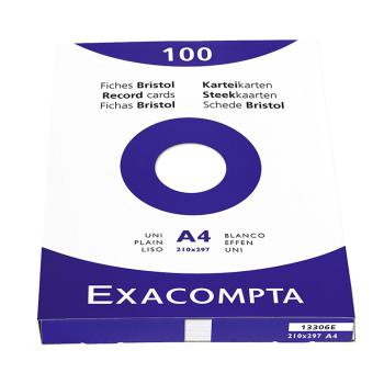 Paquet de 100 fiches Bristol A4 - uni blanc sous film