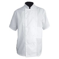 Veste de cuisinier blanche manches courtes 100% coton