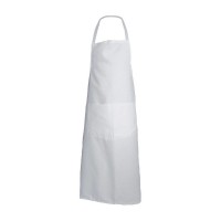 Tablier coton blanc a bavette et poche ventrale 95 x 105