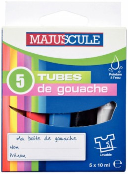 Boite 5 tubes gouache 10ml - assortis