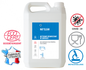 Nettoyant désinfectant de surfaces Nat clear - 5L