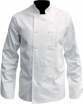 VESTE CUISINE PRESSIONS BLANC COT 210G 