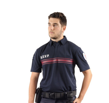 Polo respirant manches courtes uni bleu marine