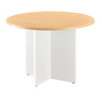 Table ronde plateau hêtre pieds croix D100 cm