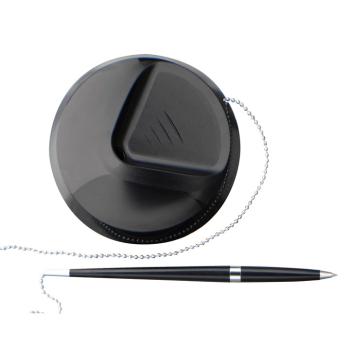 Stylo noir sur socle pointe moyenne avec chainette budget