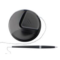 Stylo noir sur socle pointe moyenne avec chainette budget