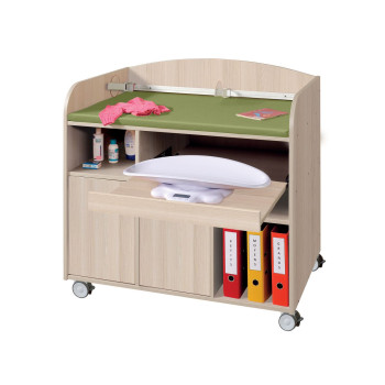 Table de change sur 4 roues avec matelas de change