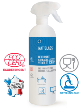 Nettoyant surfaces lisses. vitres et écrans Nat'Glass - 750ml