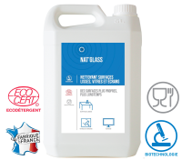 Nettoyant surfaces lisses. vitres et écrans Nat'Glass - 5L