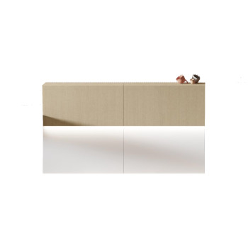 Banque accueil droite avec tablette réhausse - chêne clair