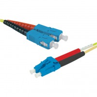 Jarretière optique duplex monomode os2 9/125 sc-apc/lc-upc jaune - 2 m