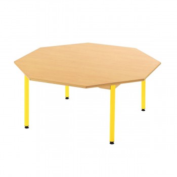 Table plateau stratifié naturel-pietement en metal-Octogone - D120 cm - T1 à T3