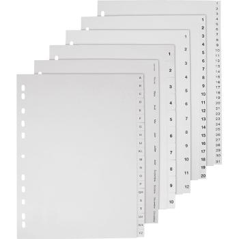 Intercalaire a4 polypro gris janv a dec