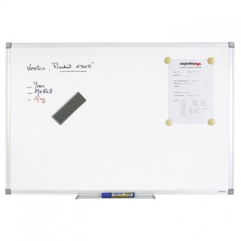 Tableau blanc laque cadre alu 90x120