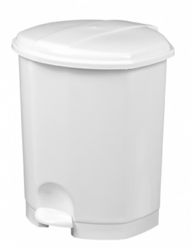 Poubelle 11L plastique blanc a pedale