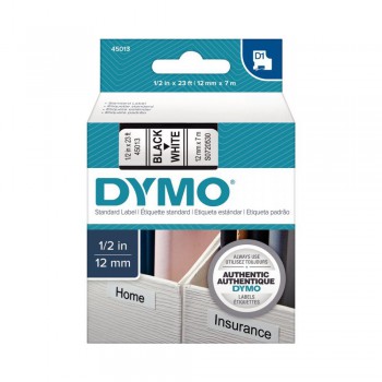 Ruban dymo d1 12mm x 7m noir/blanc