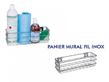 Panier mural fil inox rangement produit 32x10x10 cm