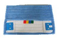 Bandeau microfibre bleue mixte lavage a plat poches + languettes 440x145mm