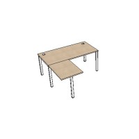 Bureau individuel plan droit avec obturateurs - L160 x P80 cm - retour L80 x P60 cm - Astrolite