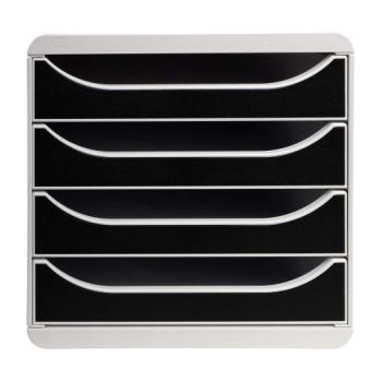 Module de classement Big-box - gris lumière/noir 4 tiroirs