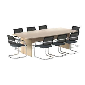 Table de réunion tonneau ovale 240 x 120 cm - 6/8 places