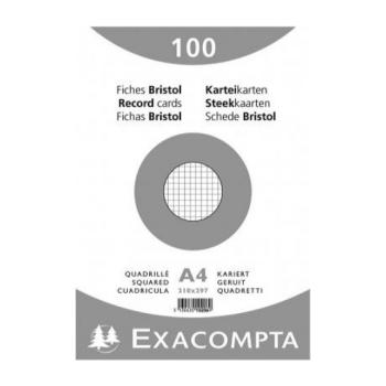 Paquet de 100 bristol A4 petits carreaux - blanc