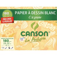 Pochette dessin canson blanc 24x32 - 180g - 12F