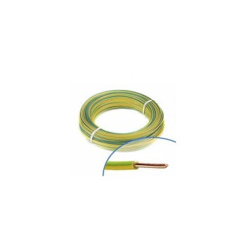 Cable rigide HO7VU 1.5 vert jaune