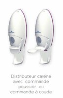 Distributeur savon pour airless 1l poussoir main et a coude carene av receptacle mural anti goutte
