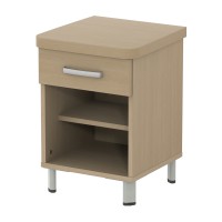 Chevet 1 tiroir mélaminé piètement époxy Gris alu - L44xP46xH62 cm