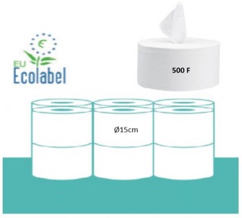 Papier hygienique mini jumbo mini déviage central ouate lisse blanc 2 plis