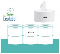 Papier hygienique mini jumbo mini déviage central ouate lisse blanc 2 plis