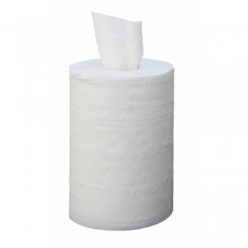 Bobine essuie-mains mini dévidage central blanc microgaufre 2 plis ecolabel 200 formats