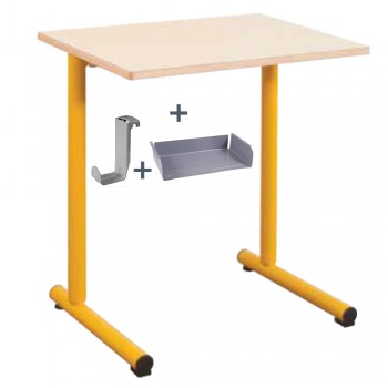 Table scolaire TAGE avec casier et porte cartable - T4