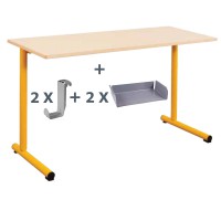 Table scolaire TAGE avec casiers et porte cartables - T4