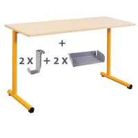 Table scolaire TAGE avec casiers et porte cartables - T5