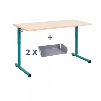 Table scolaire TAGE réglable avec casiers