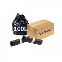 Sac poubelle 100L noir - 35 microns (200 sacs)