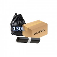Sac poubelle 130L noir - 45 microns (200 sacs)