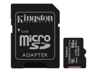 Carte mémoire flash Kingston Canvas Select Plus avec adaptateur microSDXC vers SD 64 Go