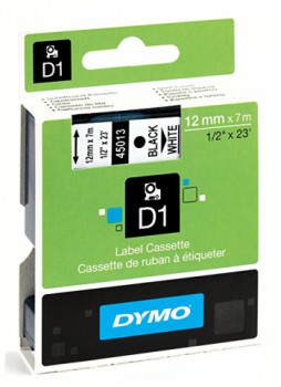 Ruban Dymo D1 12mm x 7m noir/blanc